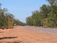 Arnhem Highway and the entrance to Kakadu National Park in Northern Territory Australia