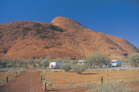 Uluru carpark at Uluru - Ayers Rock courtesy of Tourism NT for the promotion of travel to Uluru